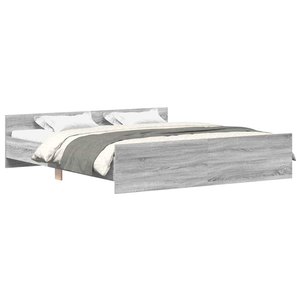 Bed Frame without Mattress Grey Sonoma 160x200 cm