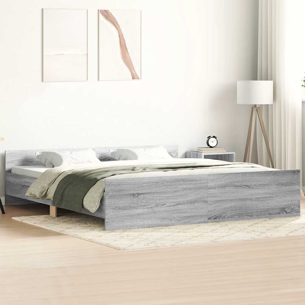 Bed Frame without Mattress Grey Sonoma 160x200 cm