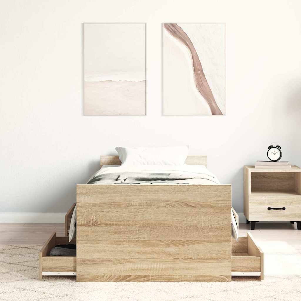 Bed Frame without Mattress Sonoma Oak 90x200 cm