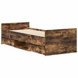 Bed Frame without Mattress Smoked Oak 75x190 cm Small Single