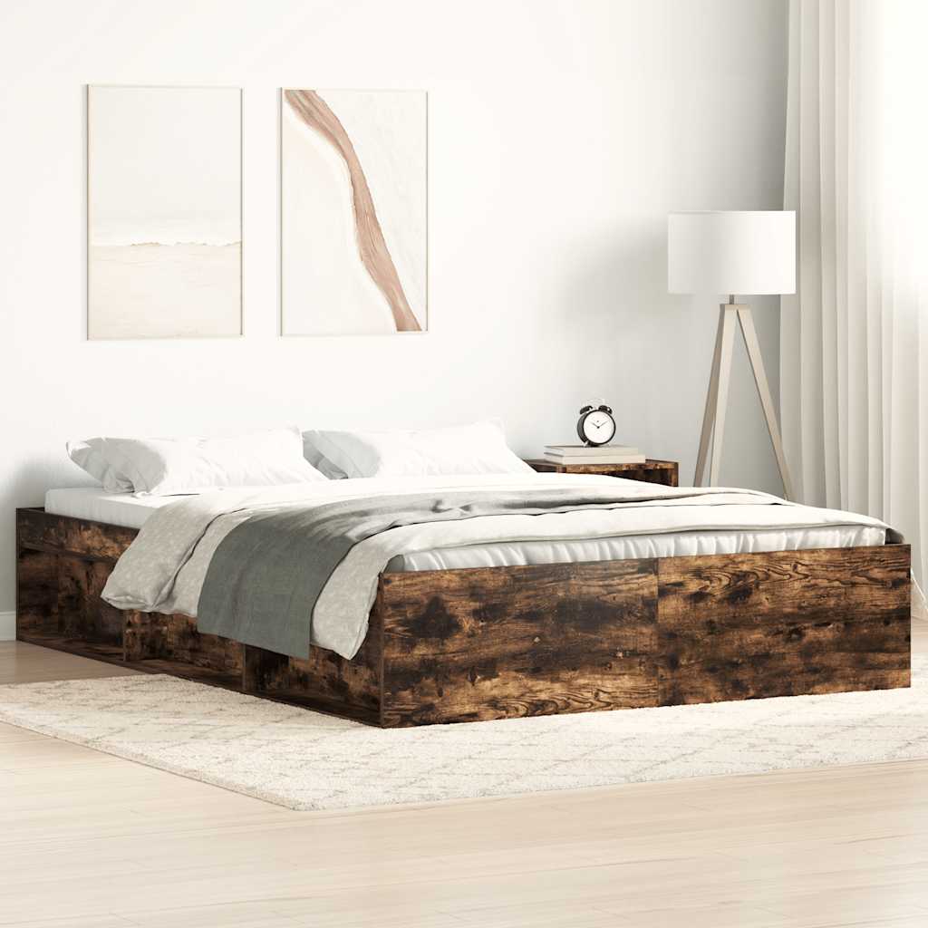 Bed Frame without Mattress Smoked Oak 160x200 cm