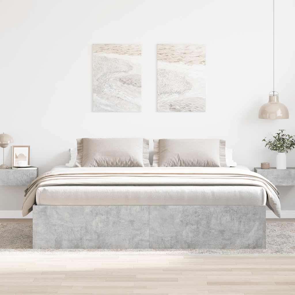 Bed Frame without Mattress Concrete Grey 180x200 cm Super King Super King Size