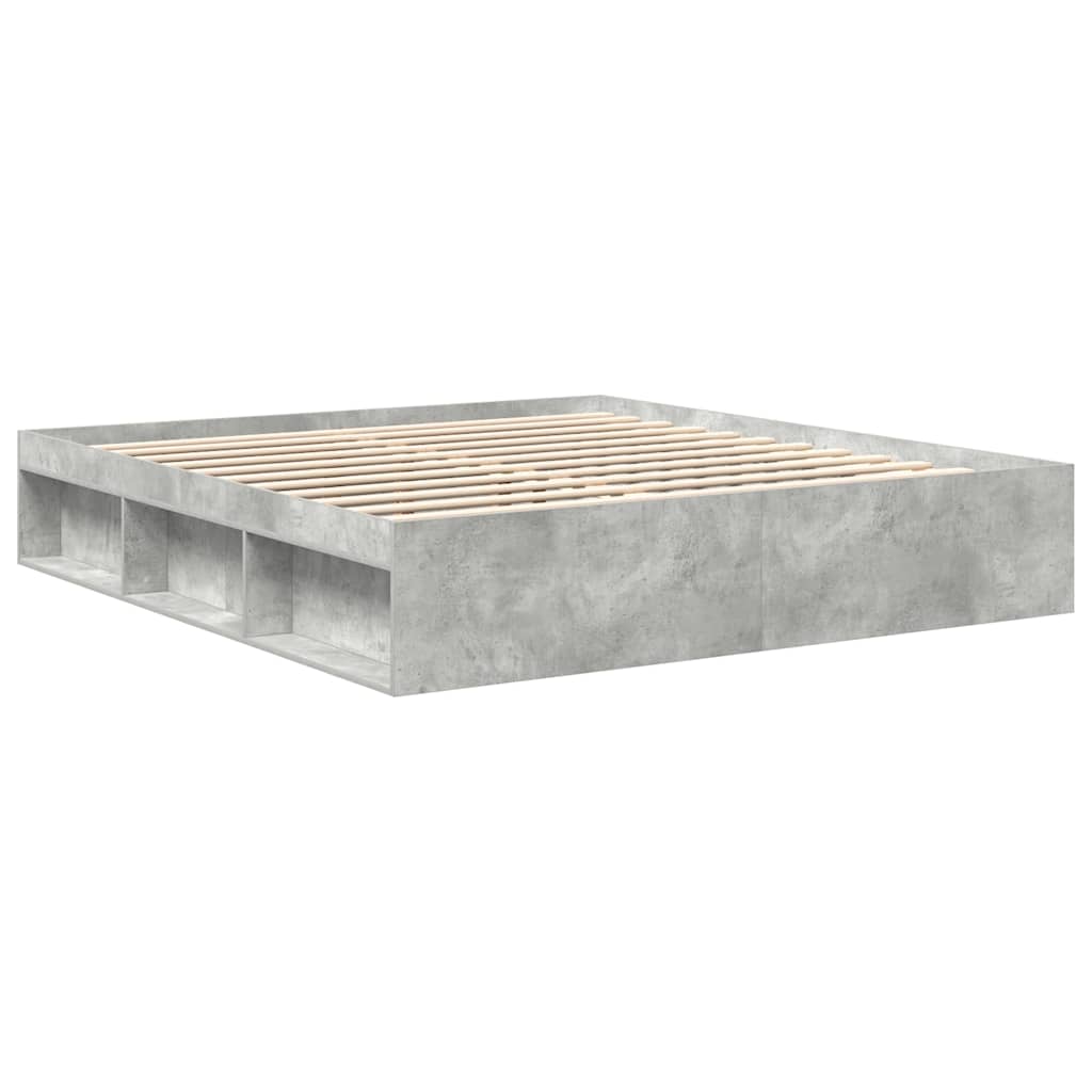 Bed Frame without Mattress Concrete Grey 180x200 cm Super King Super King Size