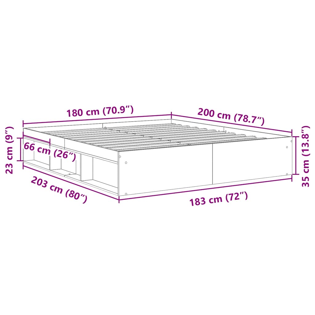 Bed Frame without Mattress Concrete Grey 180x200 cm Super King Super King Size