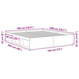 Bed Frame without Mattress Concrete Grey 180x200 cm Super King Super King Size