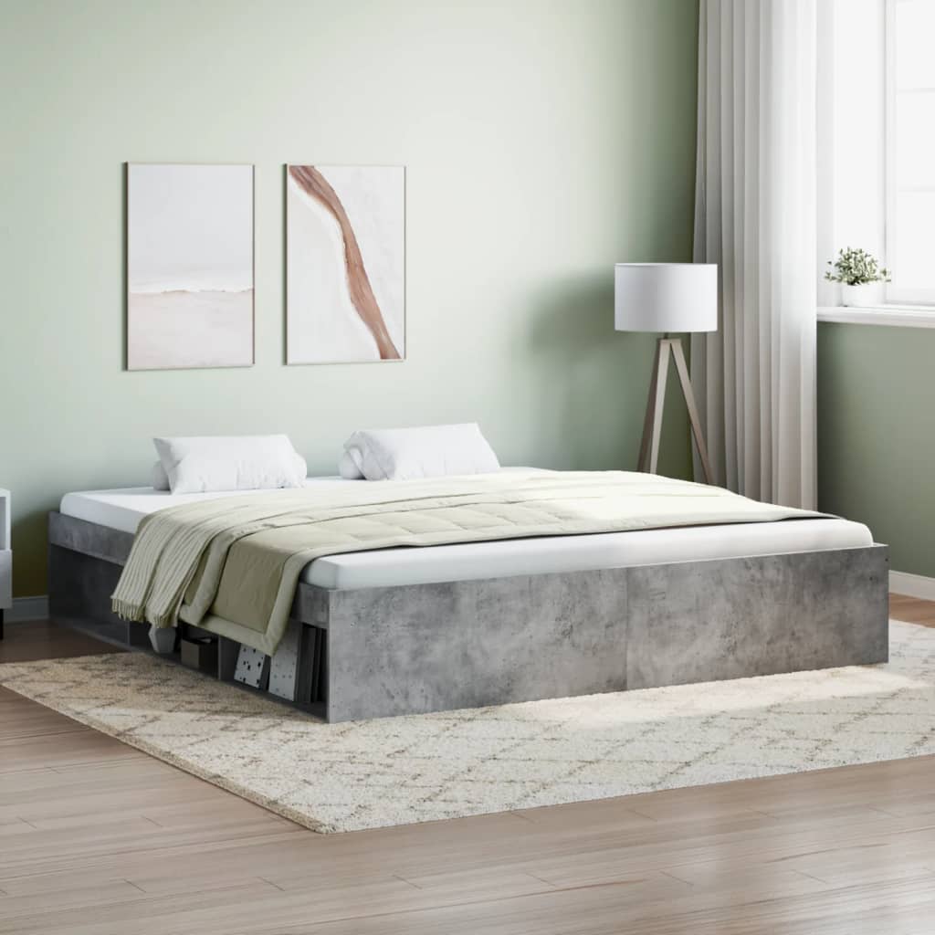 Bed Frame without Mattress Concrete Grey 180x200 cm Super King Super King Size
