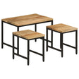 Nesting Coffee Tables 3 Pcs Solid Rough Mango Wood And Iron