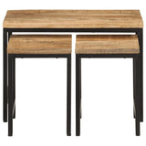 Nesting Coffee Tables 3 Pcs Solid Rough Mango Wood And Iron