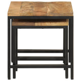 Nesting Coffee Tables 3 Pcs Solid Rough Mango Wood And Iron