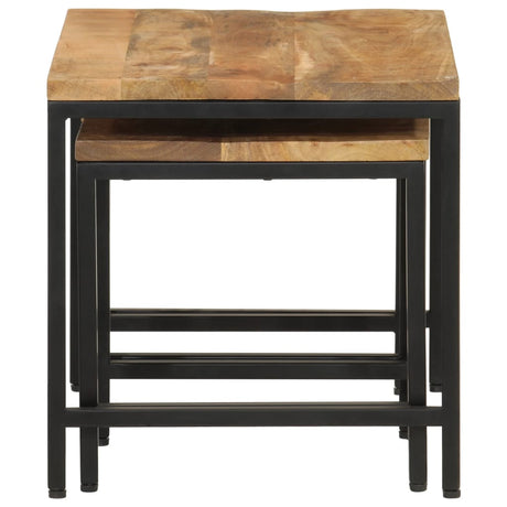 Nesting Coffee Tables 3 Pcs Solid Rough Mango Wood And Iron