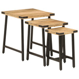 Nesting Coffee Tables 3 Pcs Solid Wood Mango And Iron