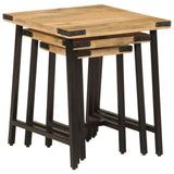Nesting Coffee Tables 3 Pcs Solid Wood Mango And Iron