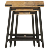 Nesting Coffee Tables 3 Pcs Solid Wood Mango And Iron