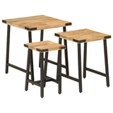 Nesting Coffee Tables 3 Pcs Solid Wood Mango And Iron