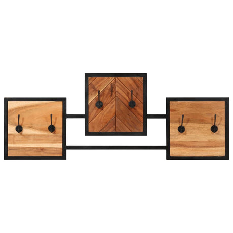 Wall Coat Rack 90X1X35 Cm Solid Wood Acacia And Iron