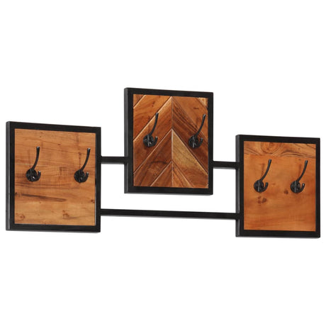 Wall Coat Rack 90X1X35 Cm Solid Wood Acacia And Iron