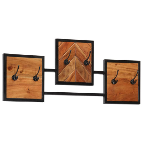 Wall Coat Rack 90X1X35 Cm Solid Wood Acacia And Iron