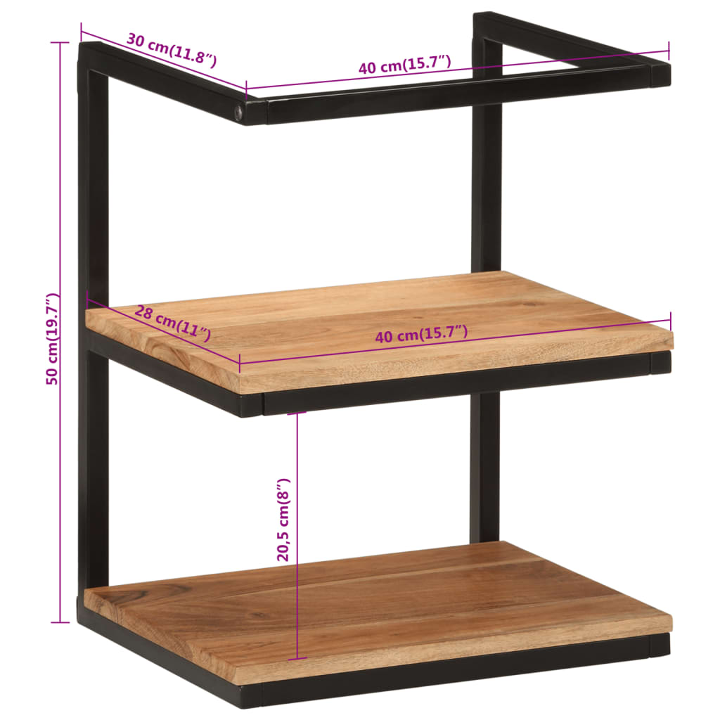 Wall Shelf 40X30X50 Cm Solid Wood Acacia And Iron