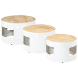 Bar Tables Drum Shape 3 Pcs Solid Rough Wood Mango