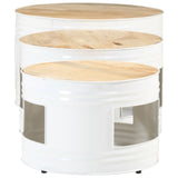 Bar Tables Drum Shape 3 Pcs Solid Rough Wood Mango