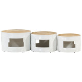 Bar Tables Drum Shape 3 Pcs Solid Rough Wood Mango