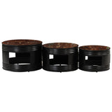 Bar Tables Drum Shape 3 Pcs Solid Wood Reclaimed