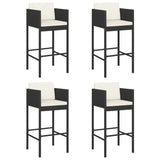 5 Piece Garden Bar Set With Cushions Black Poly Rattan