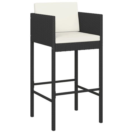 5 Piece Garden Bar Set With Cushions Black Poly Rattan