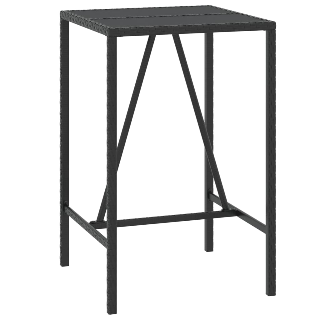 5 Piece Garden Bar Set With Cushions Black Poly Rattan