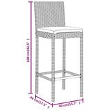3 Piece Garden Bar Set With Cushions Black Poly Rattan