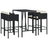 5 Piece Garden Bar Set With Cushions Poly Rattan