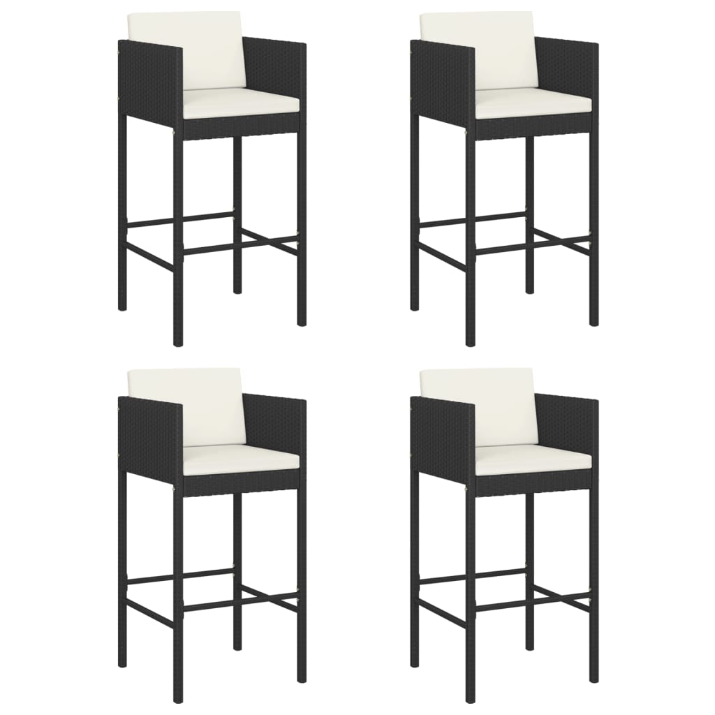 5 Piece Garden Bar Set With Cushions Poly Rattan