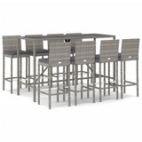 9 Piece Garden Bar Set With Cushions Poly Rattan