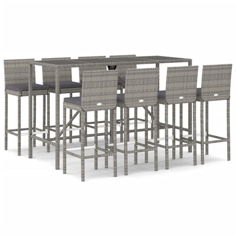 9 Piece Garden Bar Set With Cushions Poly Rattan