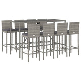 9 Piece Garden Bar Set With Cushions Poly Rattan