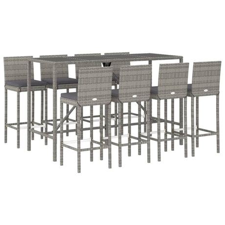 9 Piece Garden Bar Set With Cushions Poly Rattan
