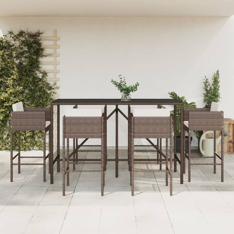 7 Piece Garden Bar Set With Cushions Poly Rattan