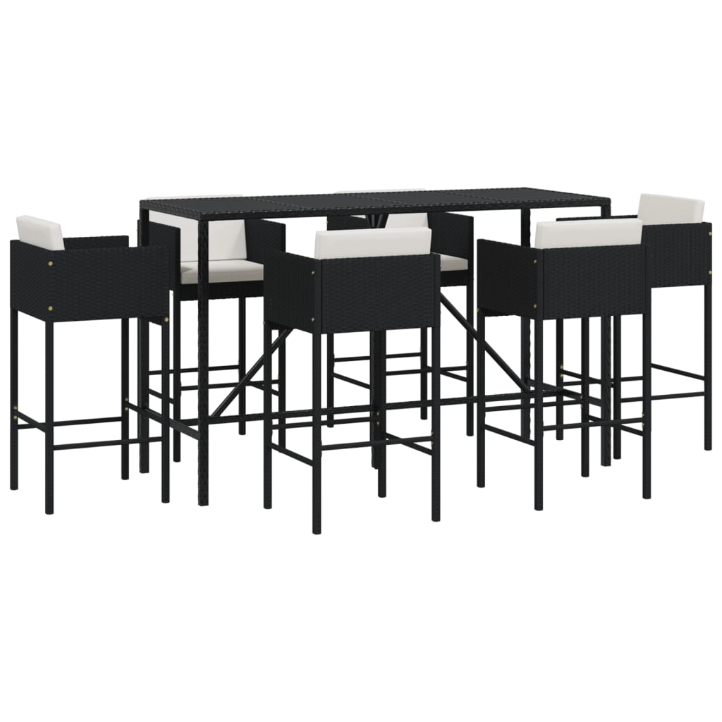 7 Piece Garden Bar Set With Cushions Poly Rattan