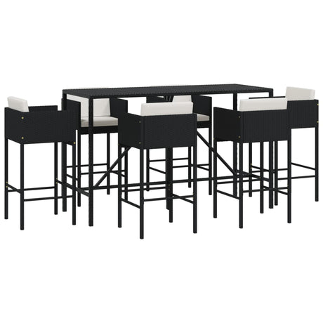 7 Piece Garden Bar Set With Cushions Poly Rattan