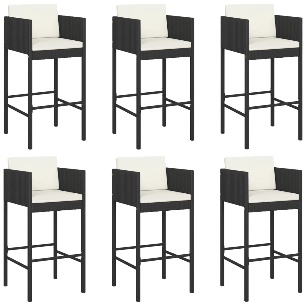 7 Piece Garden Bar Set With Cushions Poly Rattan