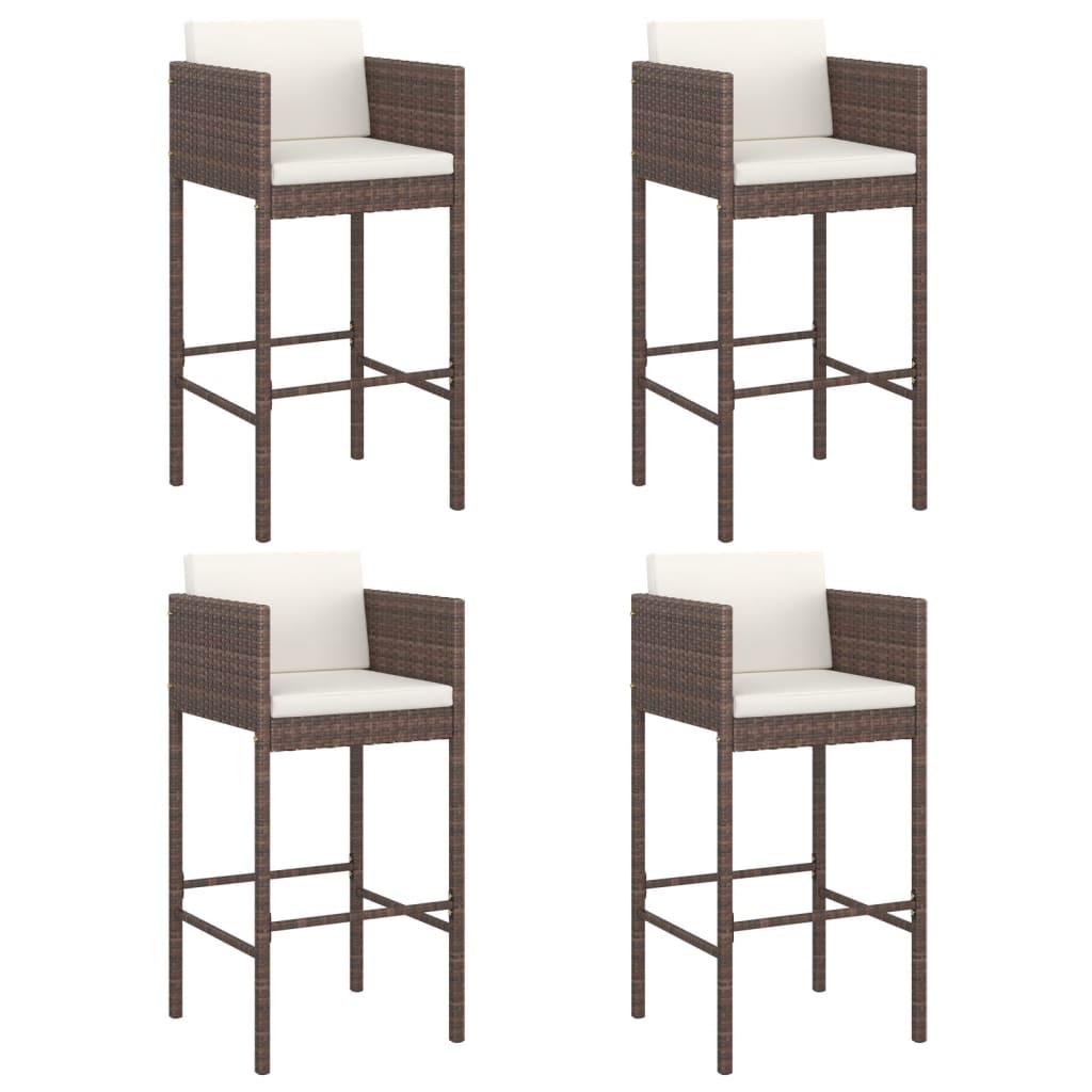 5 Piece Garden Bar Set With Cushions Poly Rattan
