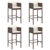 5 Piece Garden Bar Set With Cushions Poly Rattan
