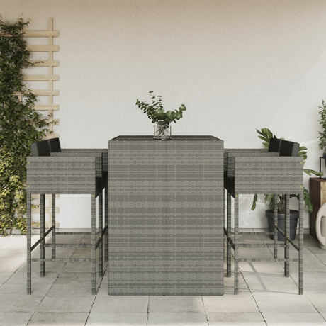 5 Piece Garden Bar Set With Cushions Poly Rattan