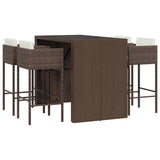 5 Piece Garden Bar Set With Cushions Poly Rattan