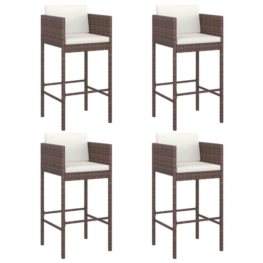 5 Piece Garden Bar Set With Cushions Poly Rattan