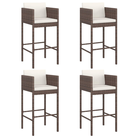 5 Piece Garden Bar Set With Cushions Poly Rattan