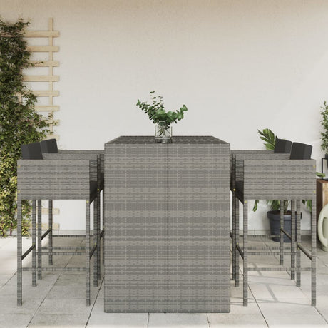 5 Piece Garden Bar Set With Cushions Poly Rattan