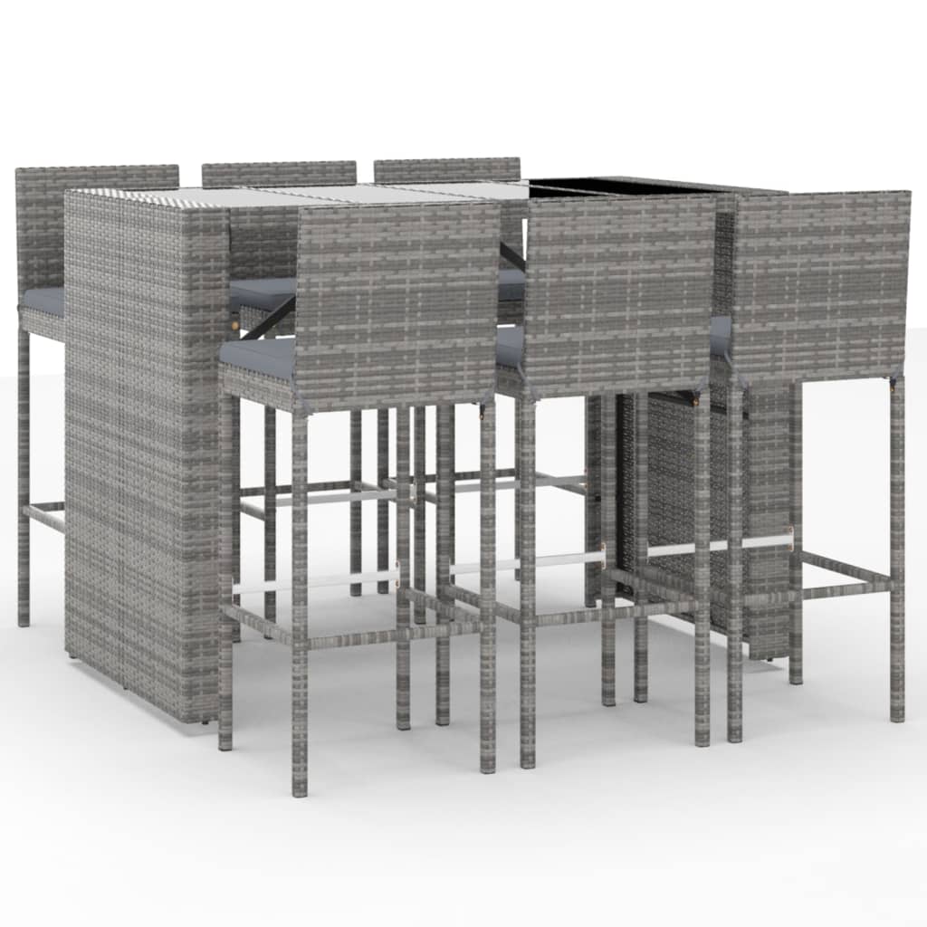 7 Piece Garden Bar Set With Cushions Poly Rattan