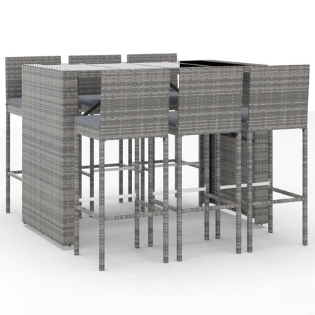7 Piece Garden Bar Set With Cushions Poly Rattan