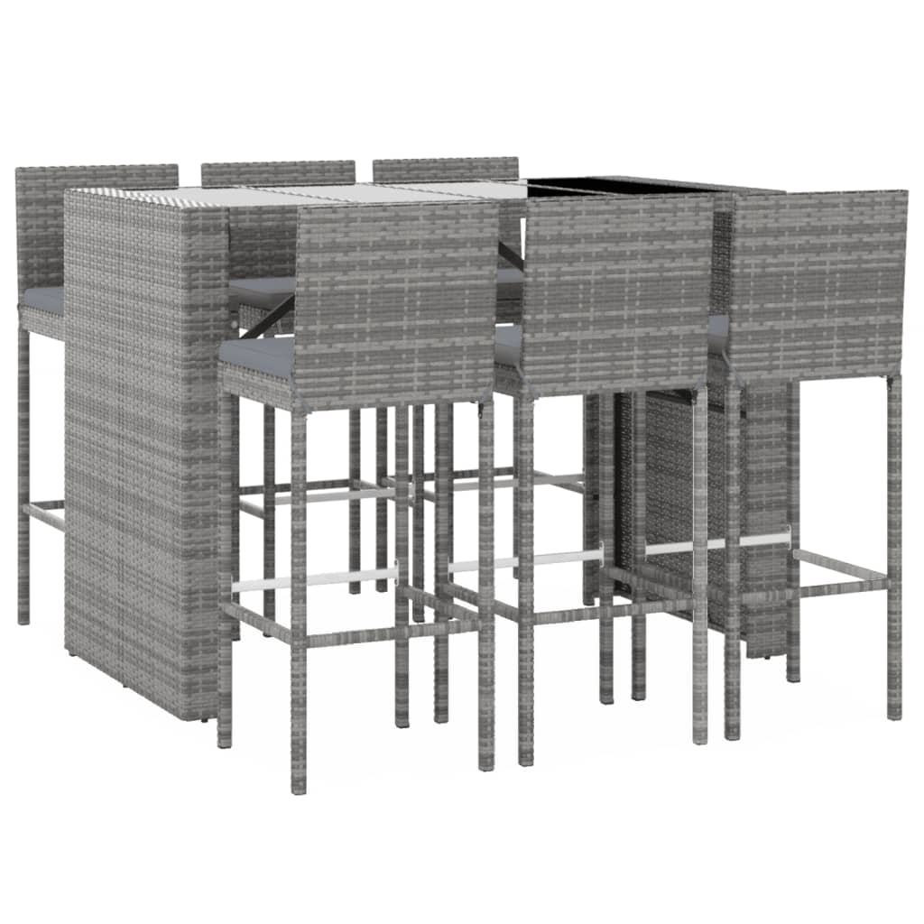 7 Piece Garden Bar Set With Cushions Poly Rattan